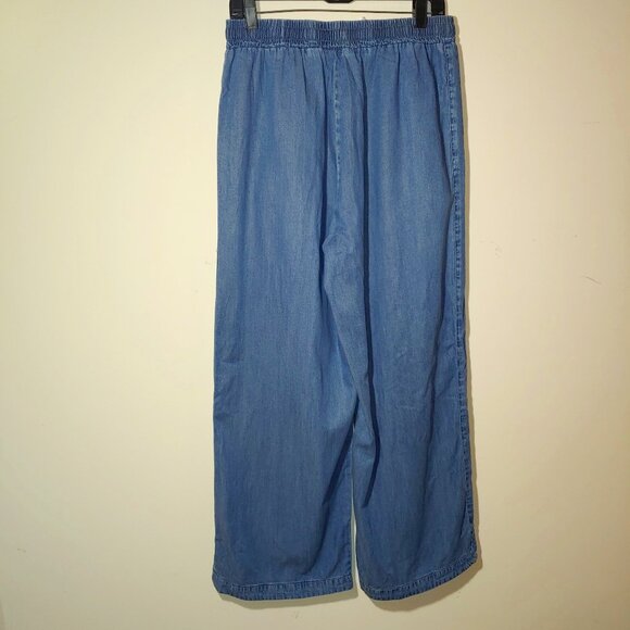 Unbranded Drawstring Wide Leg Chambray Pants Size 10 Blue - Picture 2 of 6